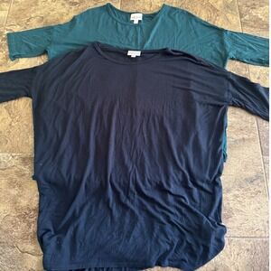 LuLaRoe XXS‎ Casual Tunic Top Bundle, Womens Round Neck Dress, Green & Black